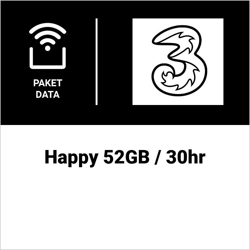 Happy 52GB 30 hari + Nelpon ke Tri &amp; IM3