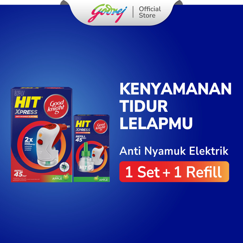 Hit Good Knight Xpress Set + 1 Refill Apple - Obat Nyamuk Elektrik - Bunuh Nyamuk Penyebab Demam Ber