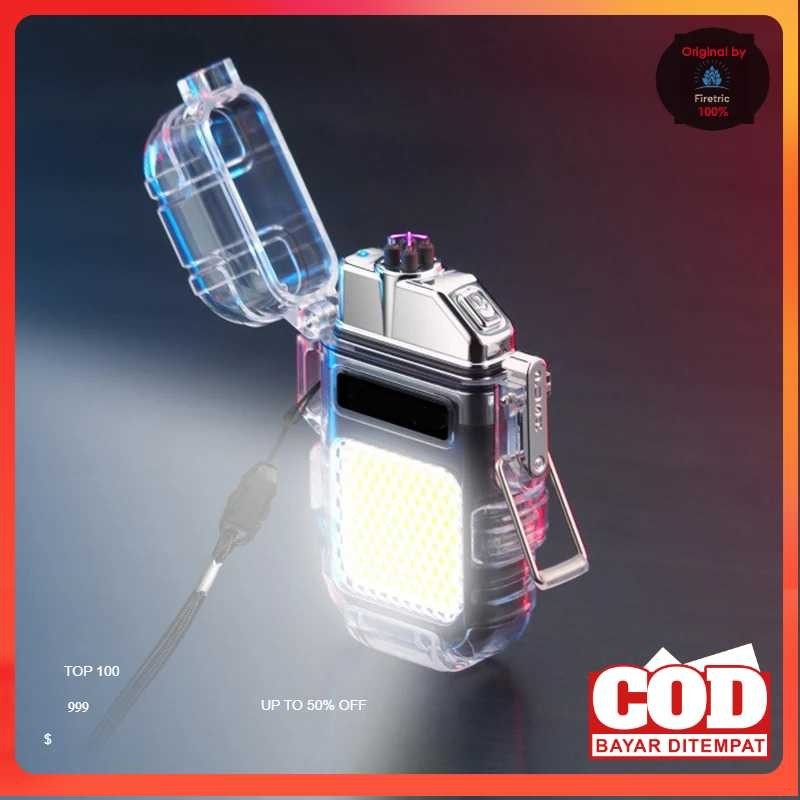 Korek Api Elektrik Plasma Dual Arc dengan Senter LED