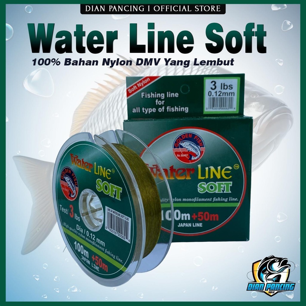 SENAR PANCING WATER LINE SOFT GOLDEN FISH 100+50M NYLON MONOFILAMENT TIDAK MUDAH KERITING