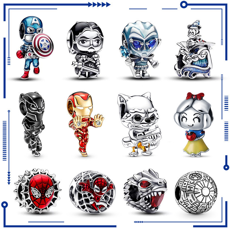 2024 New in Marvel Disney Charm Beads Fits Bracelet Women Silver Game of Thrones Pendant Beads Jewel