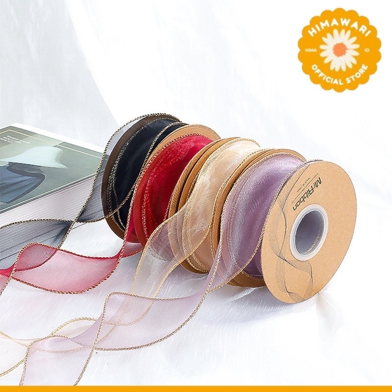 

HIMA - PTA2 CFMS Pita Chiffon Lis Emas Roll Lebar 4cm/Pita Kado 4cm/Pita Dekorasi Buket - GROSIR