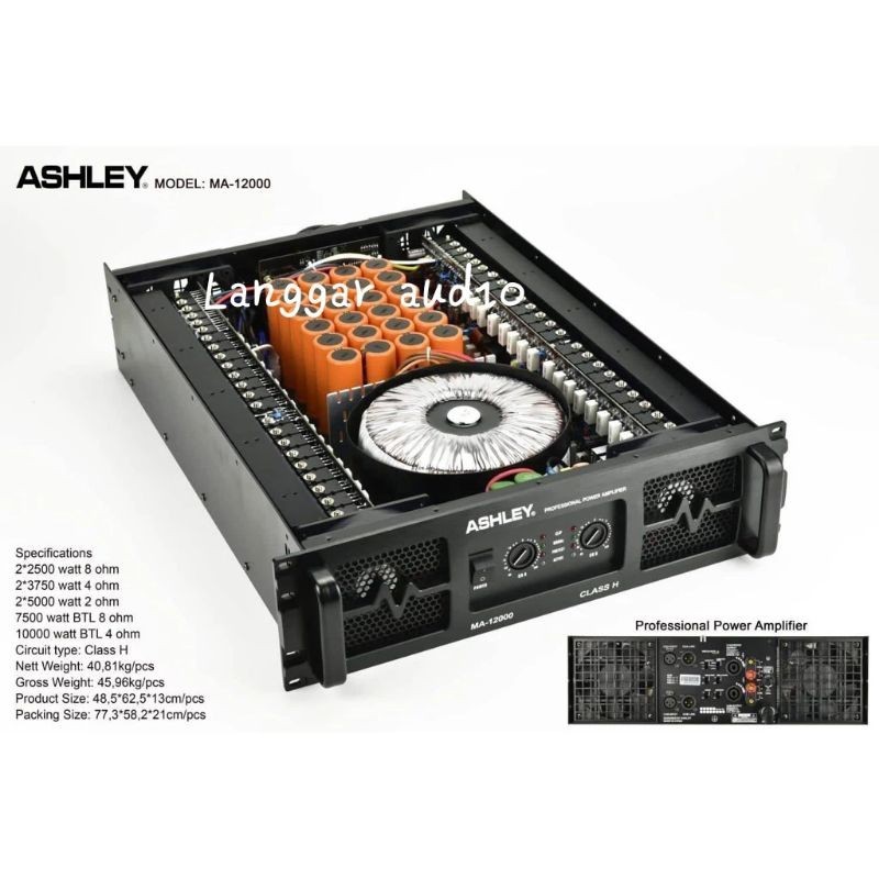 Professional Power Amplifier ASHLEY MA-12000 Class H original ashley