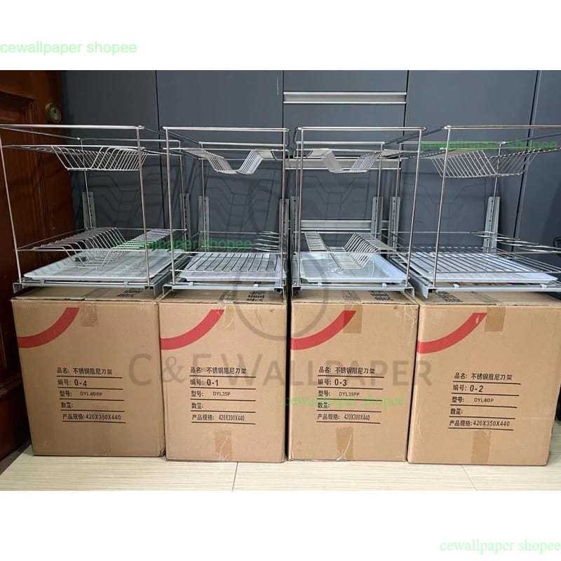 cestore rak piring rak botol kitchen set slow motion /  rak piring tarik kitchen set / rak piring 2 