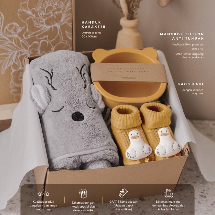

(NEW) -Hadiah Kelahiran Bayi | Baby Newborn Gift Set |Hampers Newborn - Grey CB