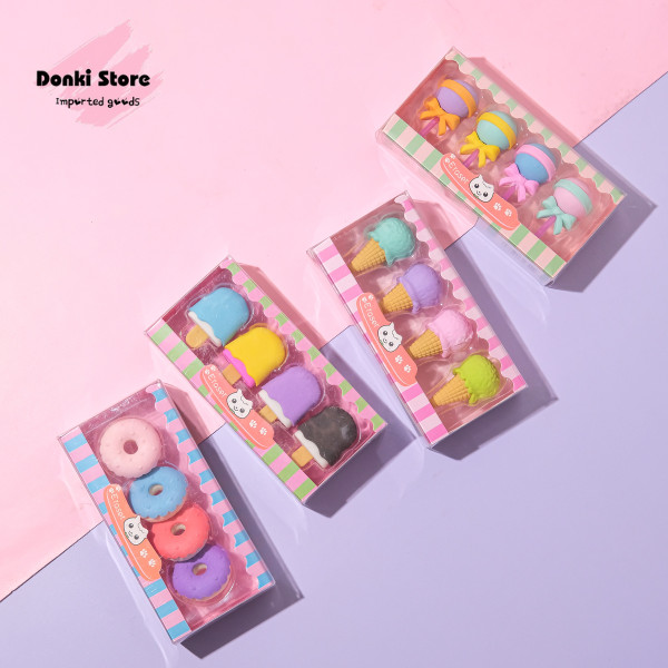 

Penghapus 4 Pcs / Set Lucu Bentuk Es Krim Karet Hapus Lolipop Donat