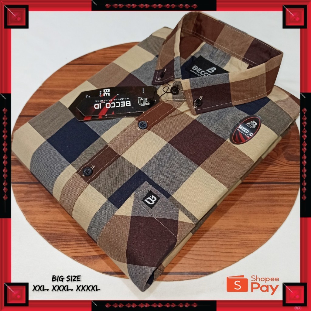 KAIN ADEM LEMBUT HALUS TEBAL / baju kemeja pria cowo motif kotak bahan katun lengan pendek ukuran ju