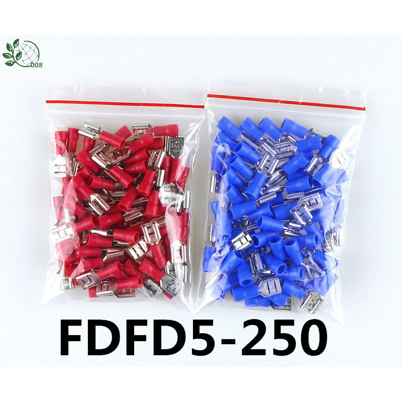 50PCS FDD2-250 Female Insulated Electrical Crimp Terminal for 1.5-2.5mm2 Connectors Cable Wire Conne