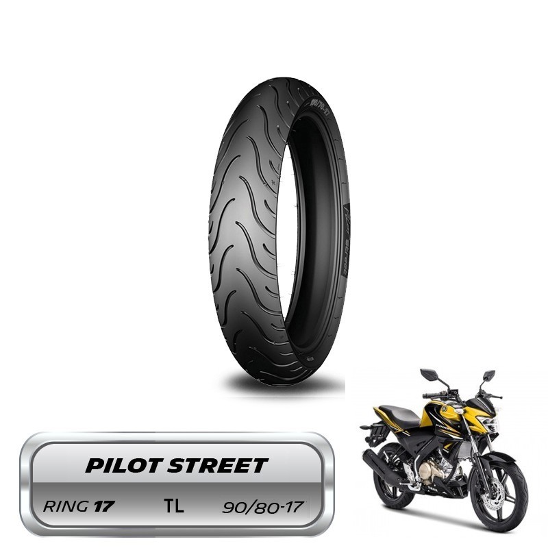 KAWKAWSPEEDSHOP Ban Depan Motor Vixion New Michelin Pilot Street 90/80-17- Tubless