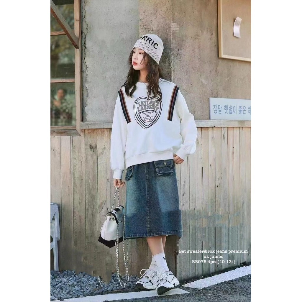 BB075 Set Sweater & Rok Jeans Premium