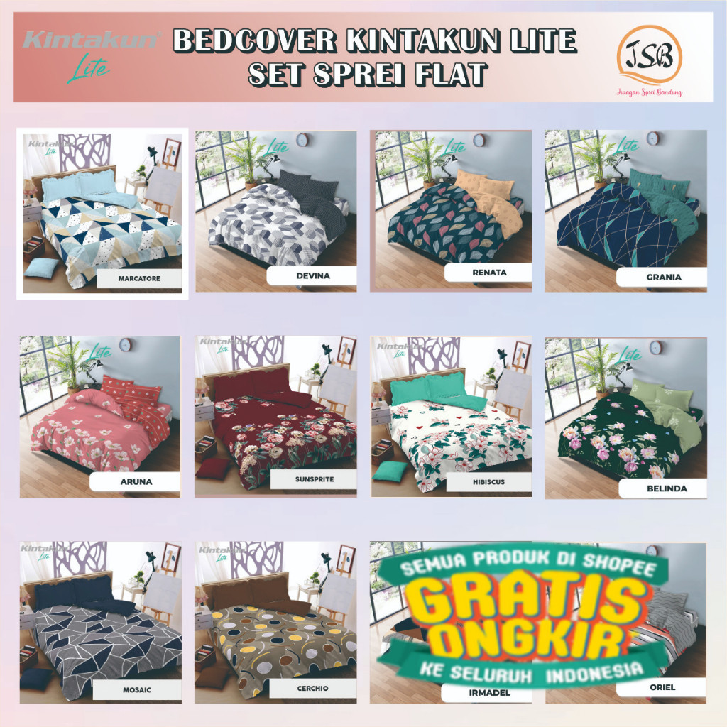 BEDCOVER KINTAKUN LITE  SET SPREI FLAT  Uk 180x200 / BED COVER KINTAKUN UK 160X200  BADCOVER  / SPRE