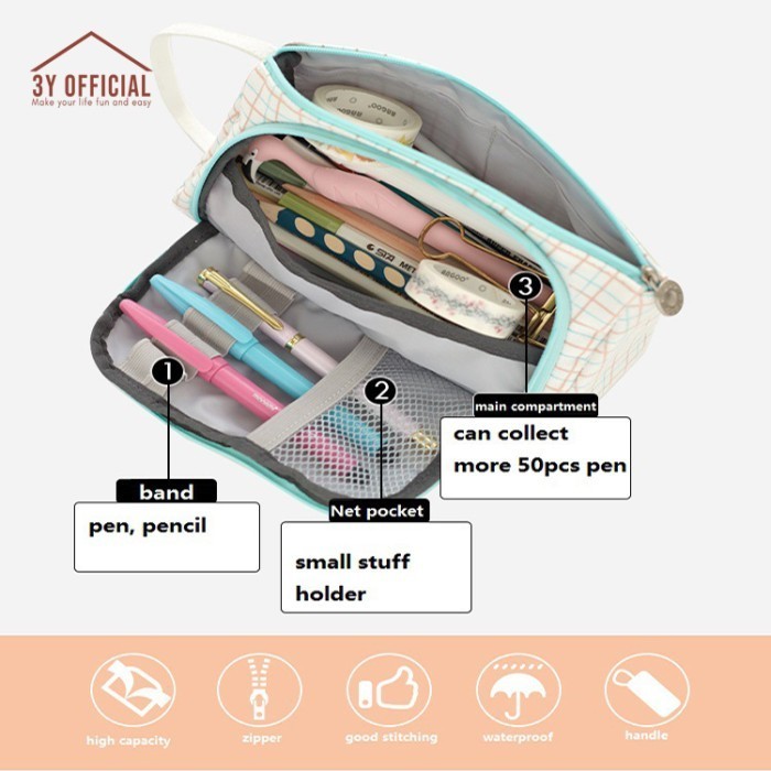 

✨LARIS✨ -3Y ANGOO Case Pouch Kotak Tempat Box Pensil Anak Perempuan Laki Wanita - light green