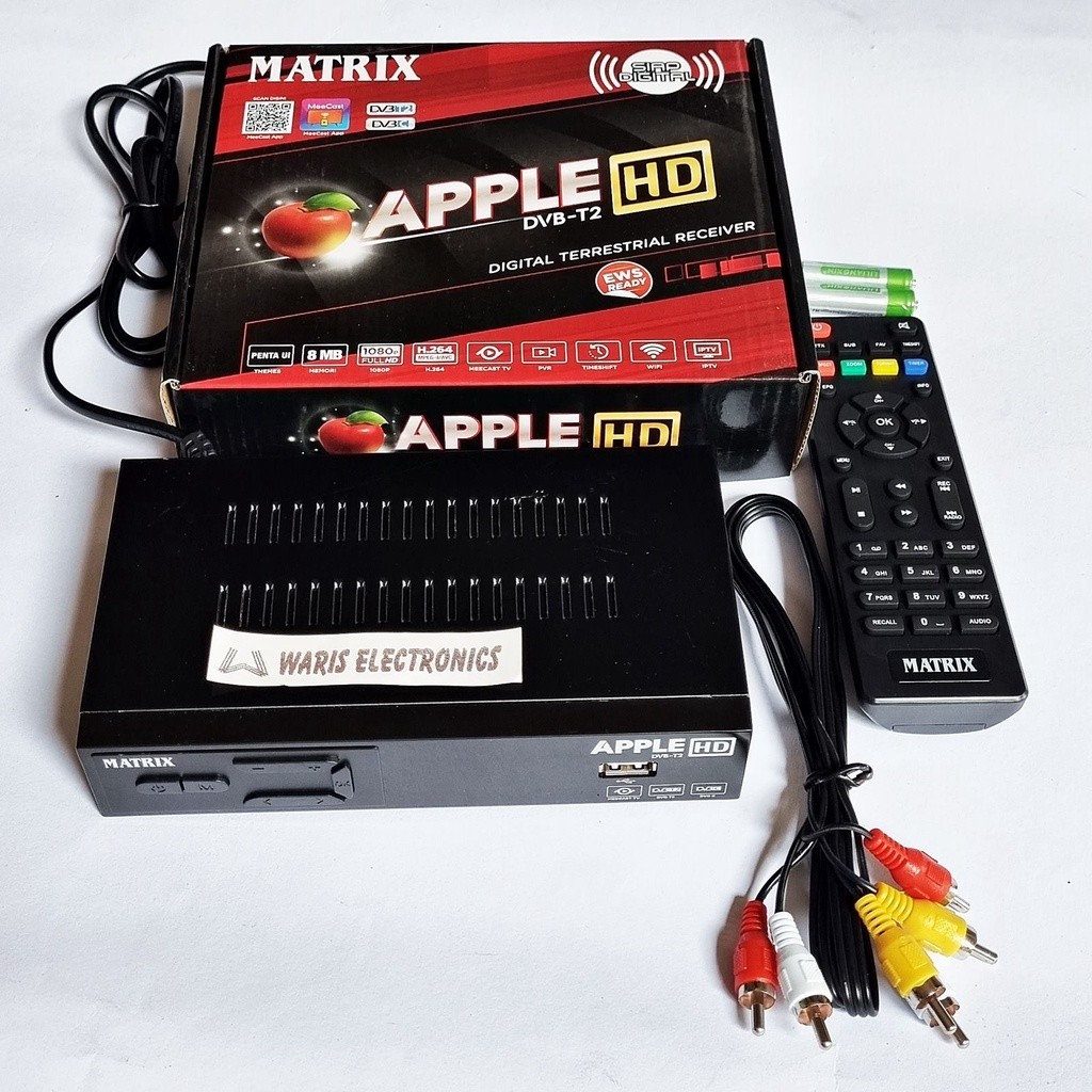 Set Top Box STB Matrix Apple HD DVB-T2 Matrix Merah Antena TV Digital