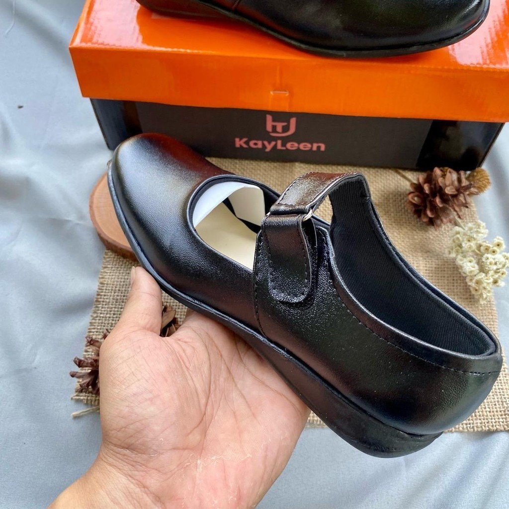 Sepatu Cewek Sekolah Paskib Tanpa Hak Hitam Wanita Kerja Tali