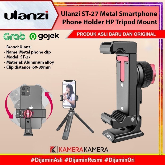 TERBARU Ulanzi ST-27 Metal Smartphone Phone Holder HP Tripod Mount