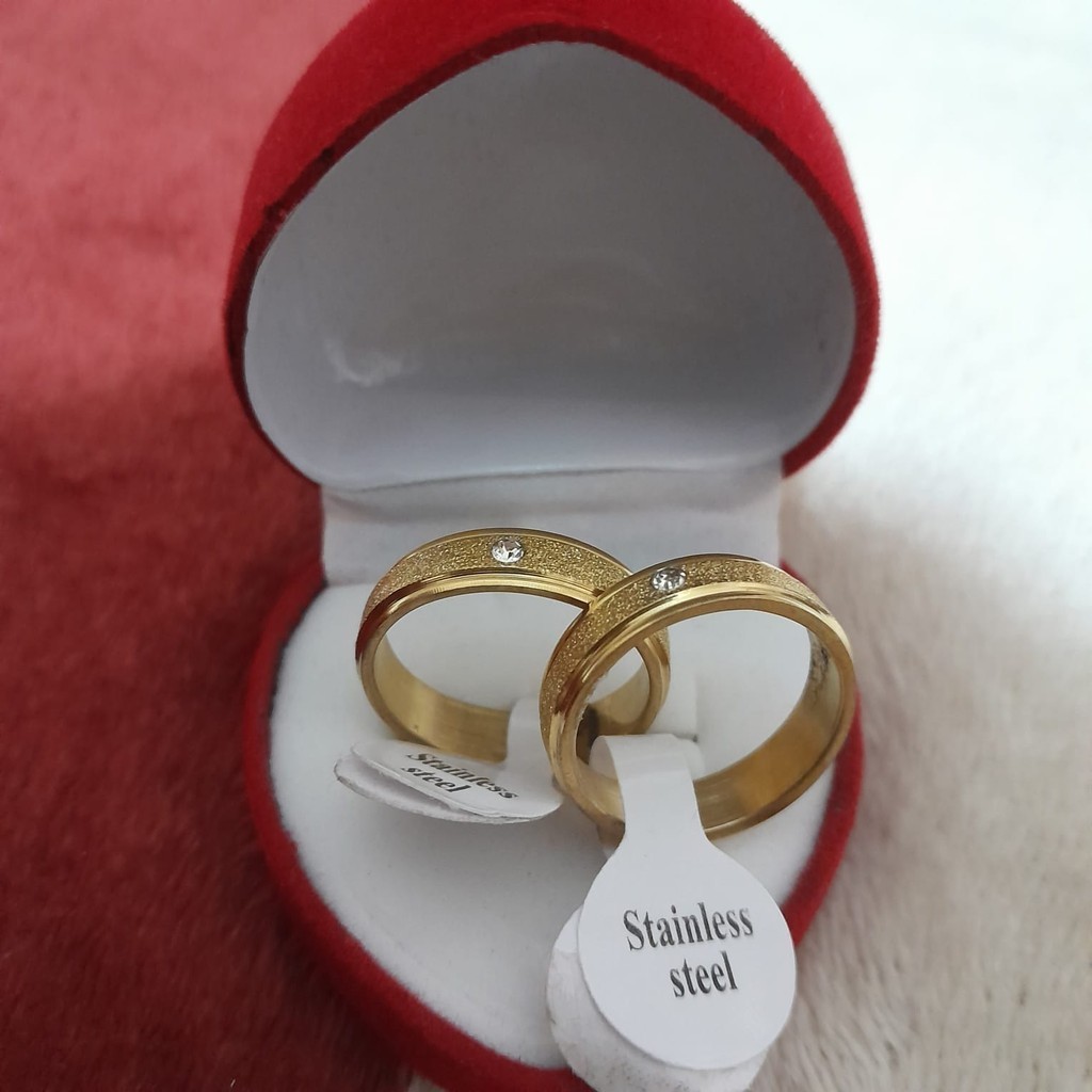 Cincin Couple TITANIUM Pasir Cincin Wedding Tunangan Free Box LOVE