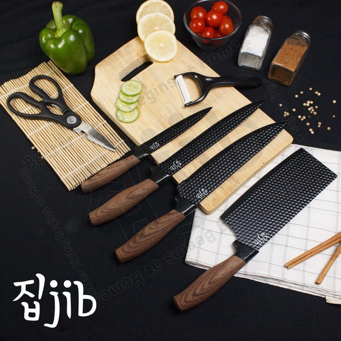 [Bisa COD] JIB Pisau Black Diamond Knives Set 4W