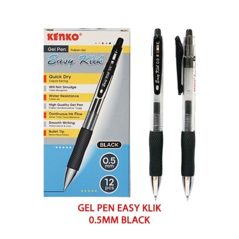 

Pulpen Gel Kenko Easy Klik 0.5mm ( 1pak/12pcs )