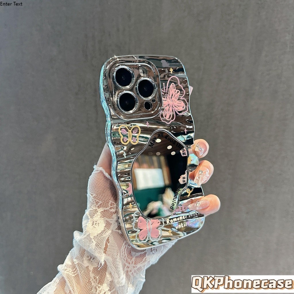 QKPhonecase Casing Case Kupu Kupu iPhone XR 11 12 13 Pro Max 14 15 Plus Pro Max 7 8 Plus X XS Max-Mi