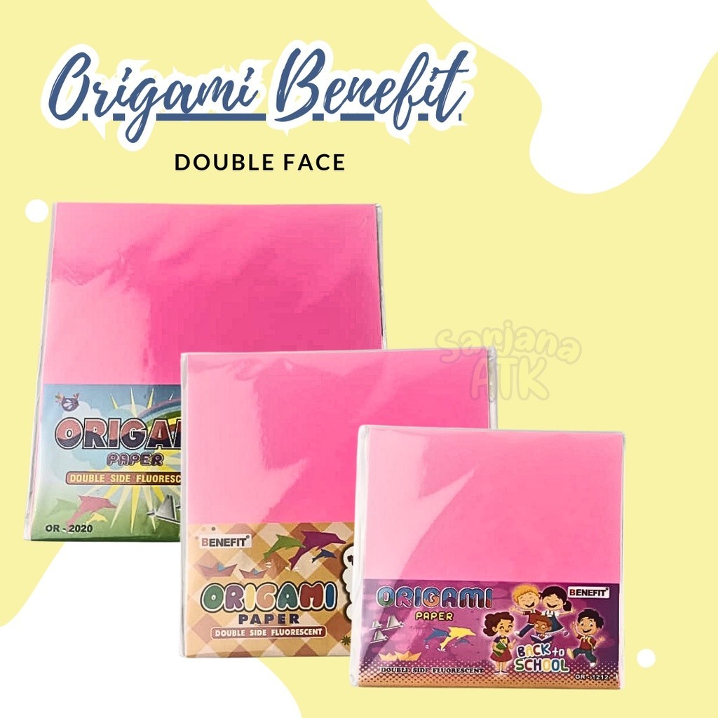 

Kertas Lipat BENEFIT / Origami 20x20 14x14 dan 12x12 Bolak Balik / Double Face BENEFIT