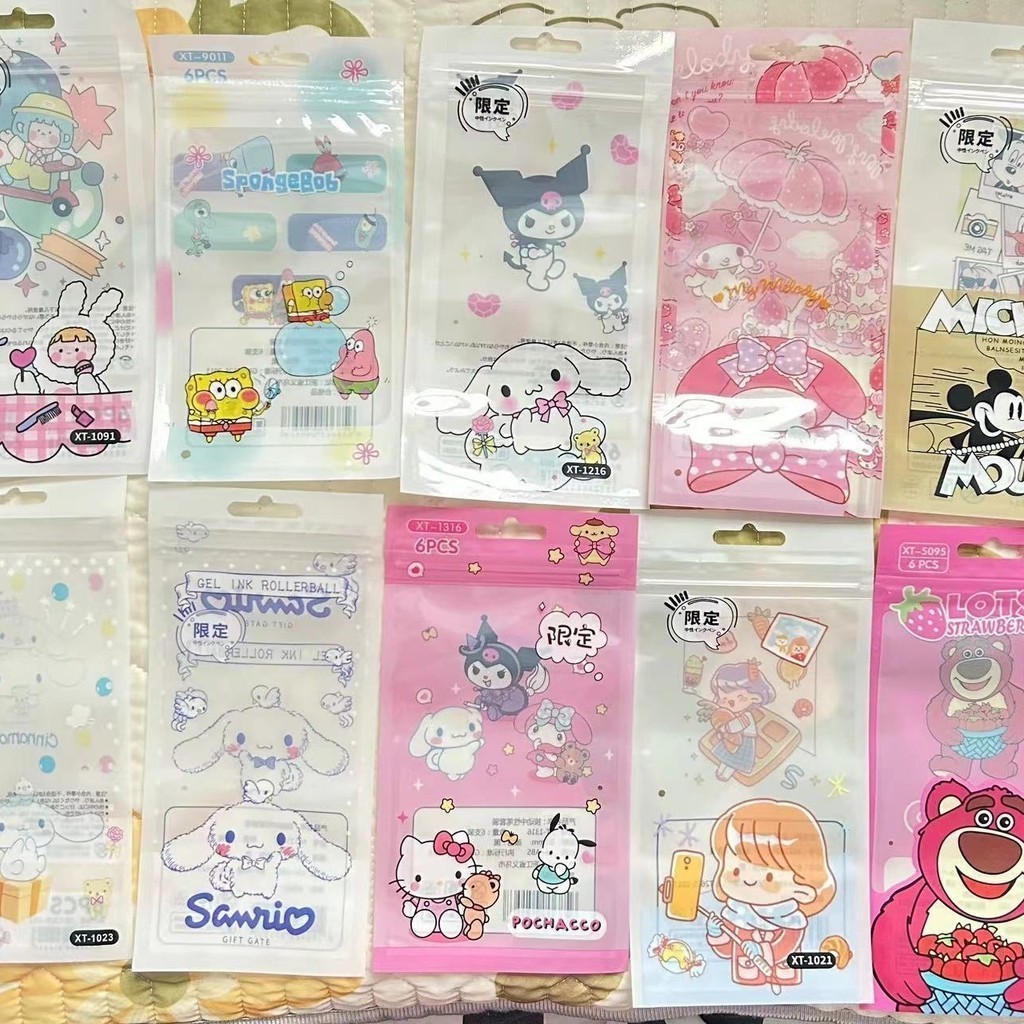 

(STR23) Plastik Kemasan Zipper Segel Sanrio ukuran isi 6pcs pulpen Motif Sanrio cinamorol Melodi Kuromi Lotso