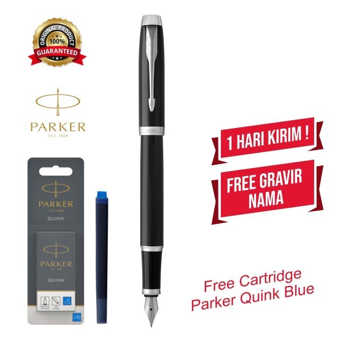 

Terbaru[ATK] Pulpen Parker IM BLACK Chrome Trim Fountain Pen Clip Silver ORIGINAL