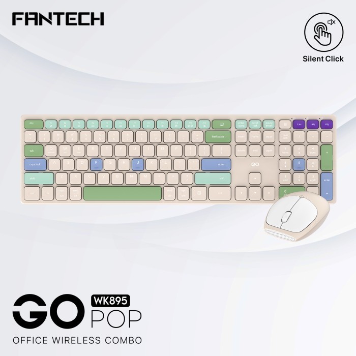 Fantech WK895 / WK-895 Pop Keys Wireless Keyboard Mouse Combo - Beige ly