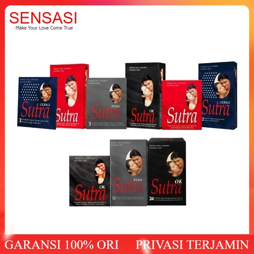 Kondom Sutra - Klasik Merah / Sutra OK  Sutra hitam / Sutra Plus / Gerigi - Isi 24 Pcs / 3 Pcs / Isi