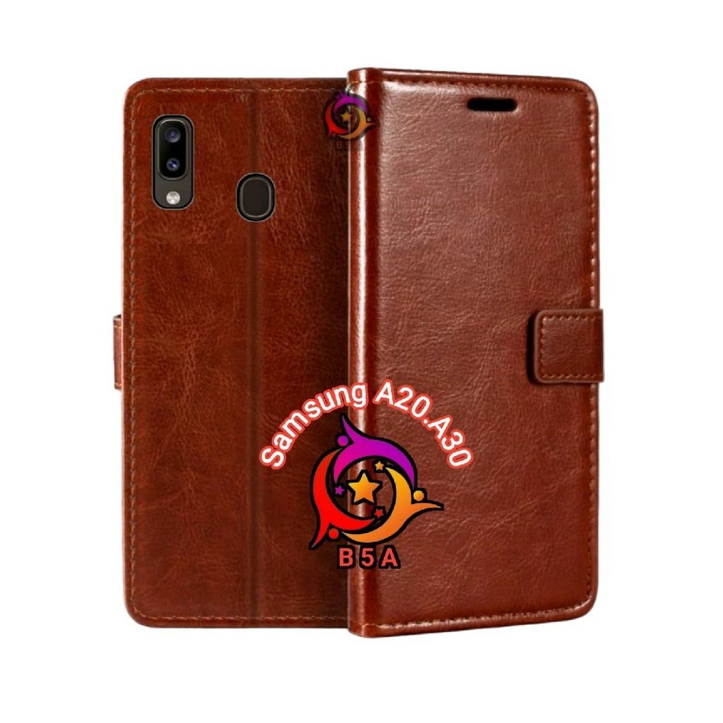 Case SAMSUNG A20/A30 Flip Cover Wallet Leather Casing Dompet Kulit Untuk-SAMSUNG A20 Slot Card Warna