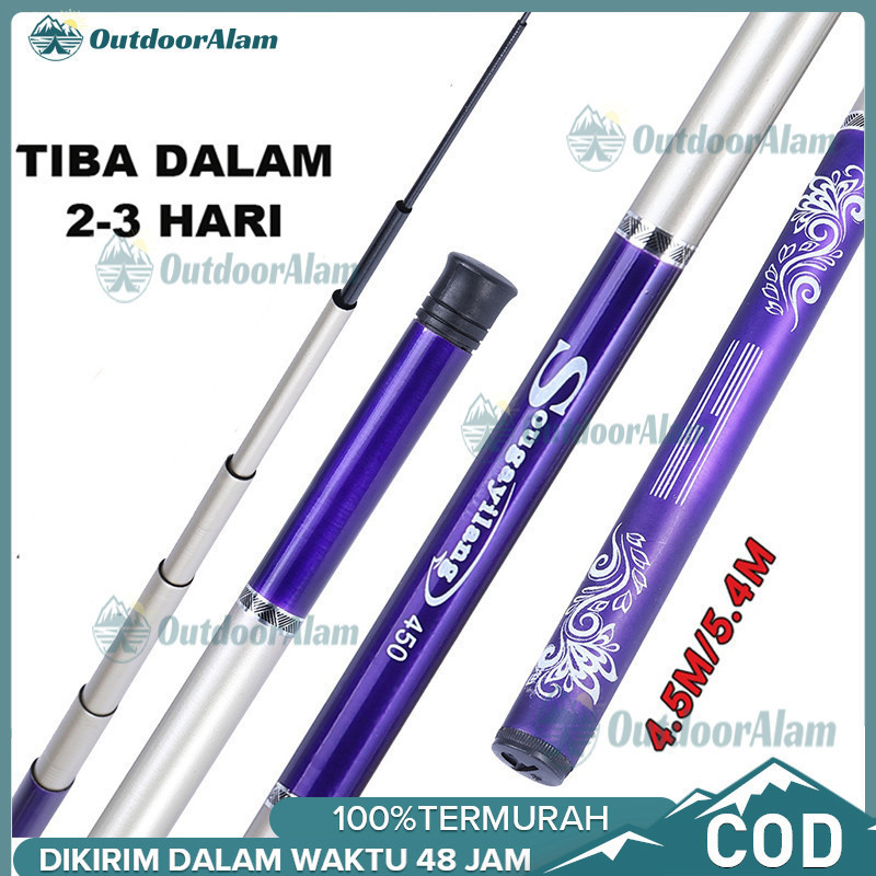 Tongkat Pancing Joran Pancing Portable, Joran Pancing Telescopic UL, Tongkat Pancing 2.7M 3.6M 4.5M 