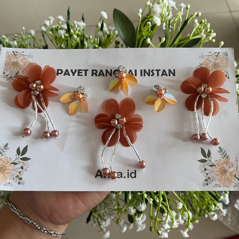 set payet 3d bunga dan tabur