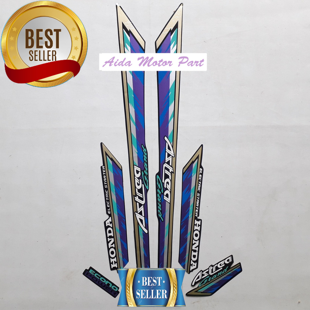 Striping Stiker Polet List motor honda astrea grand 1993 1994 limited edition biru-hijau list body s