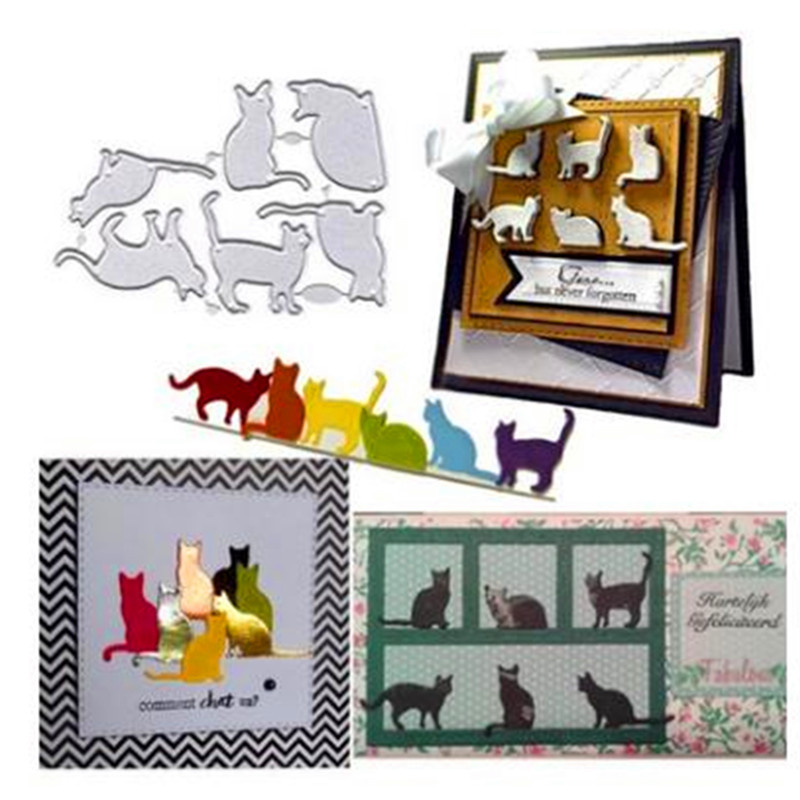 

Cute Cat Cutting Dies Stencils Embossing Scrapbooking Cutter Paper Greeting Cards Metal Stamp Stencils for Decoration