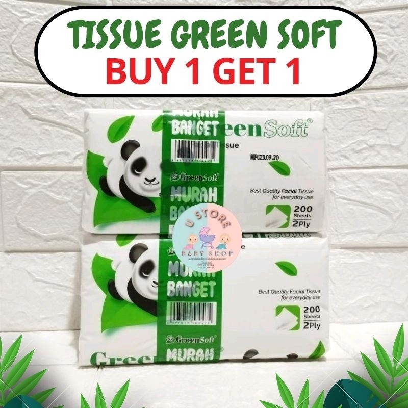 TERMURAH Tissue green soft 200sheet 2ply 2 pack Buy 1 get 1Tissue Facial 2ply Green Soft 200sheet Ti
