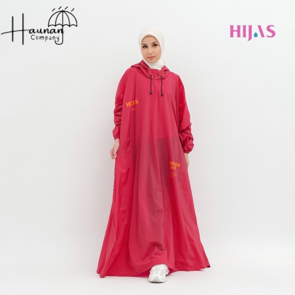 Hijas - Jas Hujan Gamis Wanita Muslimah Jumbo syar'i  Merah