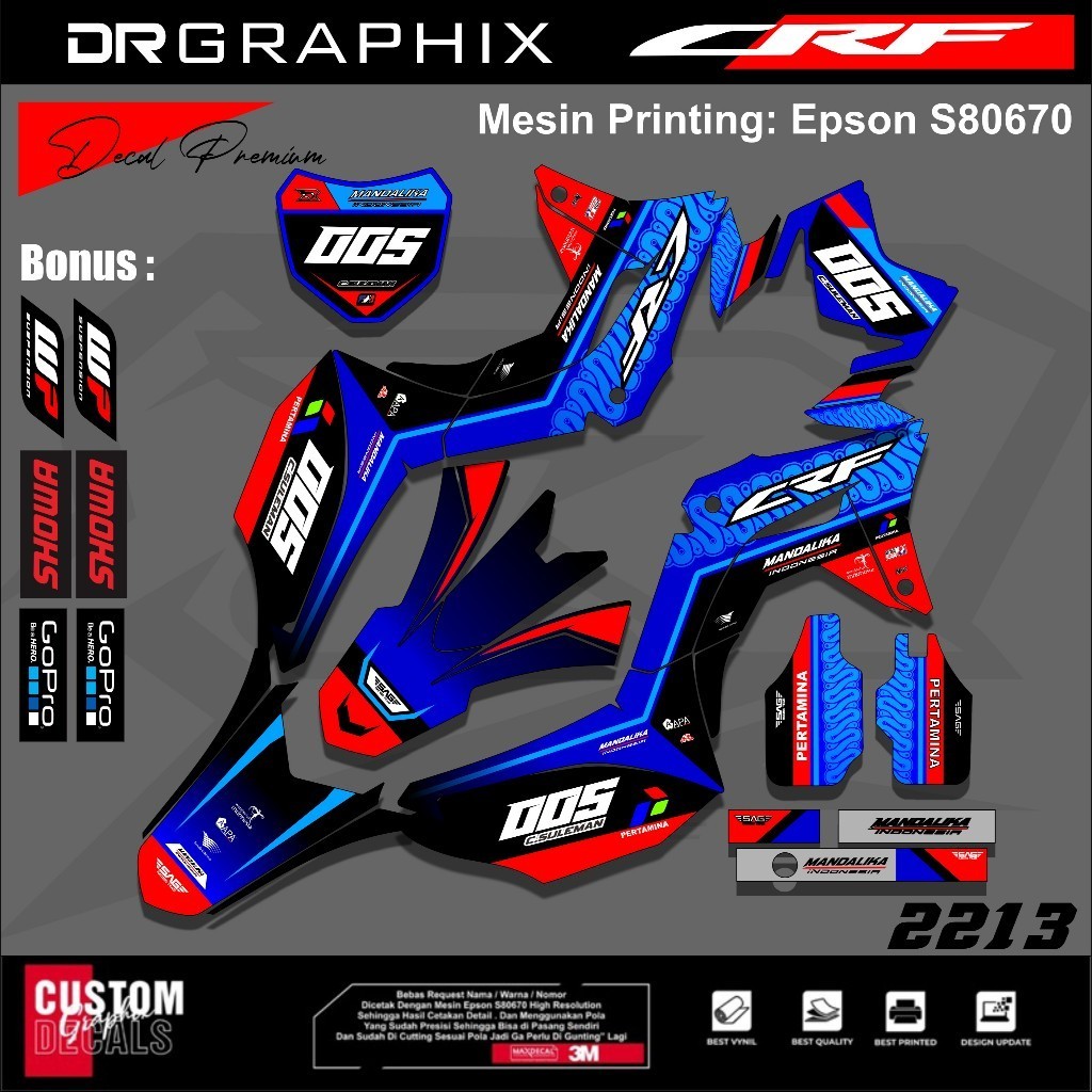 Dekal Sticker CRF 150L Full Body sticker Skotlet CRF Desain Mandalika racing Indonesia