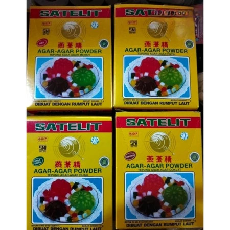 

Agar Agar Satelit Sachet Putih Merah Hijau Coklat