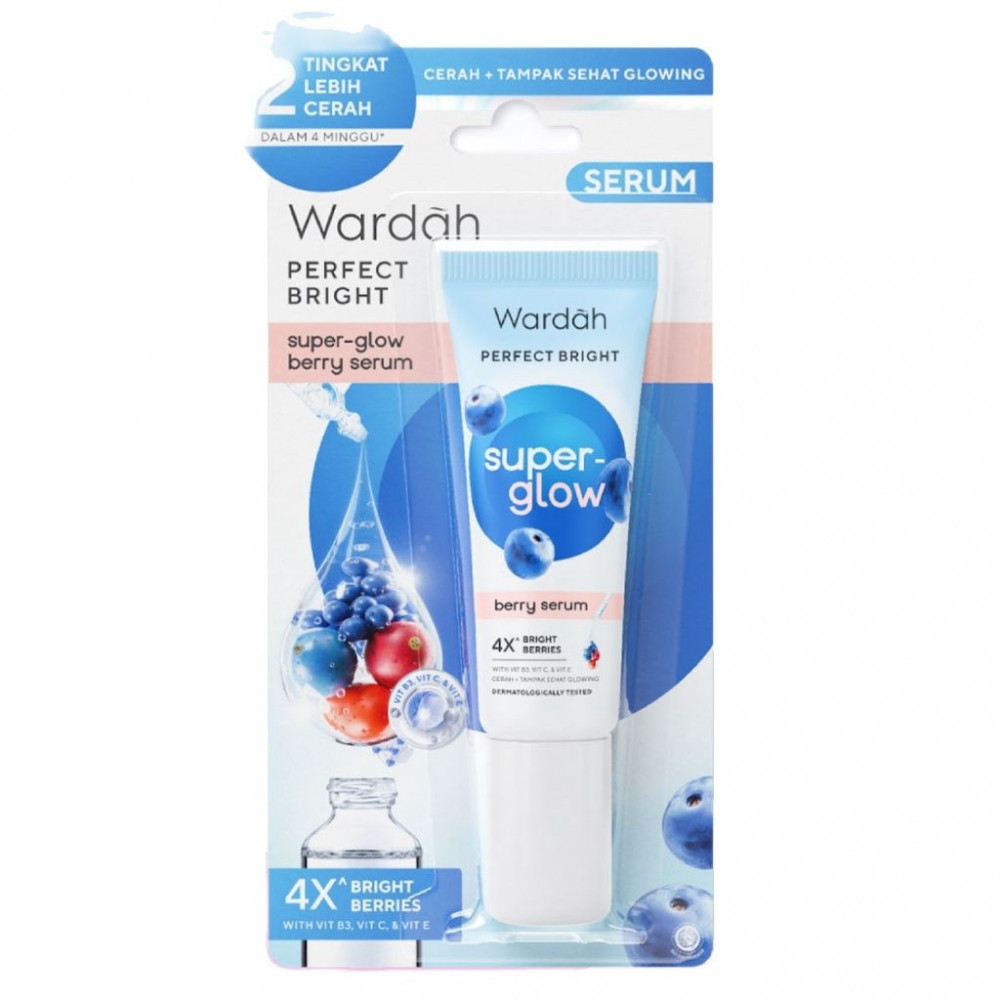 Wardah Perfect Bright Super-Glow Berry Serum 8ml | Serum Wajah/Essence/Pelembab/Pelembap/Travel Size