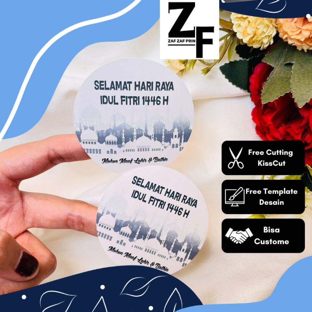 

ZAF 2-4 Sticker Label Lebaran Stiker Selamat Idul Fitri Bulat Kue Kering Ramadhan Eid Fitri