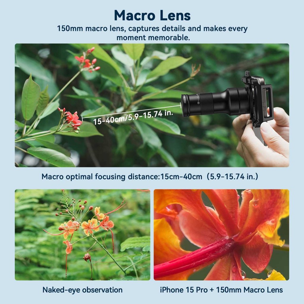 Lensa Tele Smartphone 2in1 Macro Lens Telephoto Zoom APEXEL APLTM6
