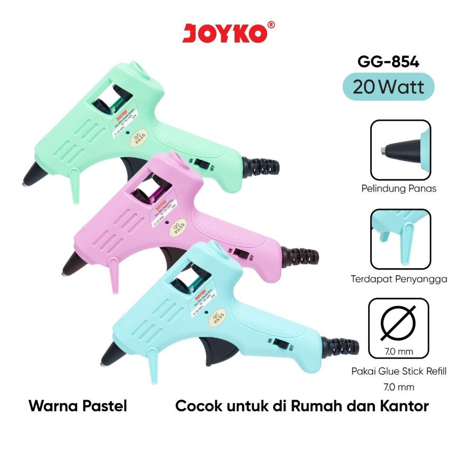

Mesin ALat Glue Gun Lem Tembak Joyko GG-854 20 Watt Pastel Color kecil