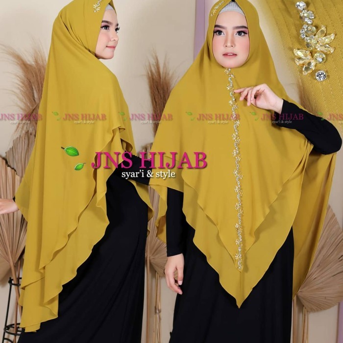 khimar namira payet lurus/hijab syari 2 layer/jilbab ceruty premium - biru wardah