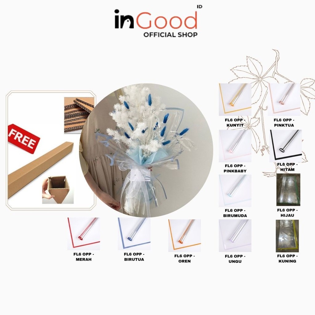 

IN GOOD - FL6 OPP 5Lembar-Kertas Bunga Buket Transparan List WARNA / Kertas Buket Bunga Florist Cellophane