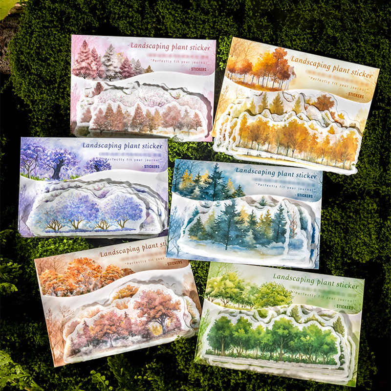 

6Style 20Pcs/bag Tree Shade Series Washi Sticker Pack Creative DIY Handbook Scrapbook Phone Case Material Stickers