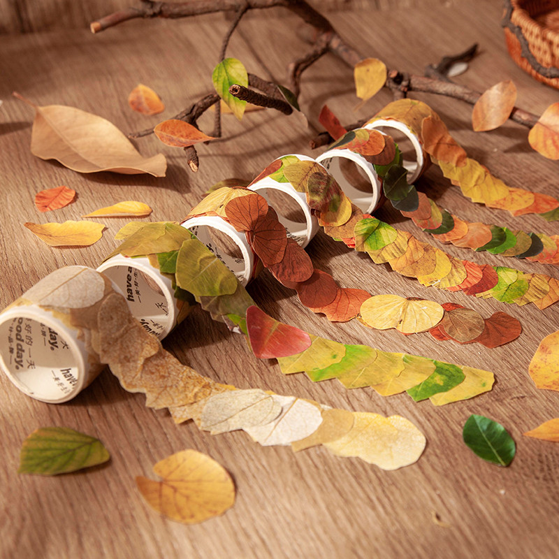 

50 pcs/roll Fallen leaves series Decorative Adhesive Tape Masking Washi Tape Diy Scrapbooking Sticker Label Japanese Stationery