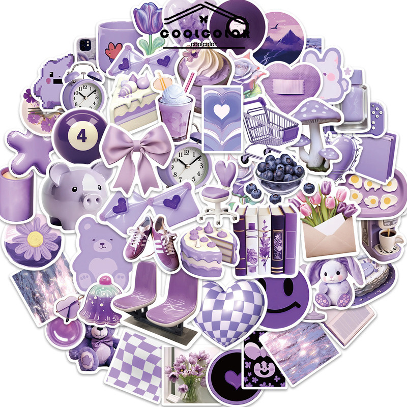 

COD❤️Kartun Ungu Stiker Grafiti Sederhana Stiker Grafiti Sederhana Dekorasi Tablet Gitar Pribadi Stiker Tahan Air-Cl