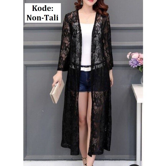 [BEST SELLER] outer brukat hitam putih premium / vest brukat long/