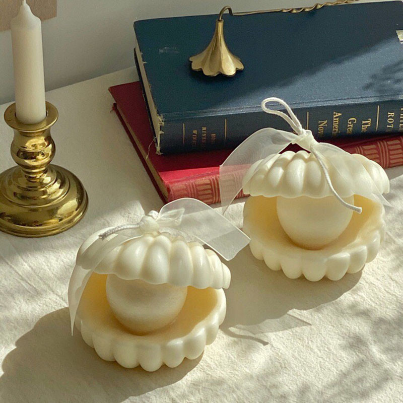 

Two sizes of Shell Shape Candle Mold Creative Pearl Shell Silicone Mold For Candle Making