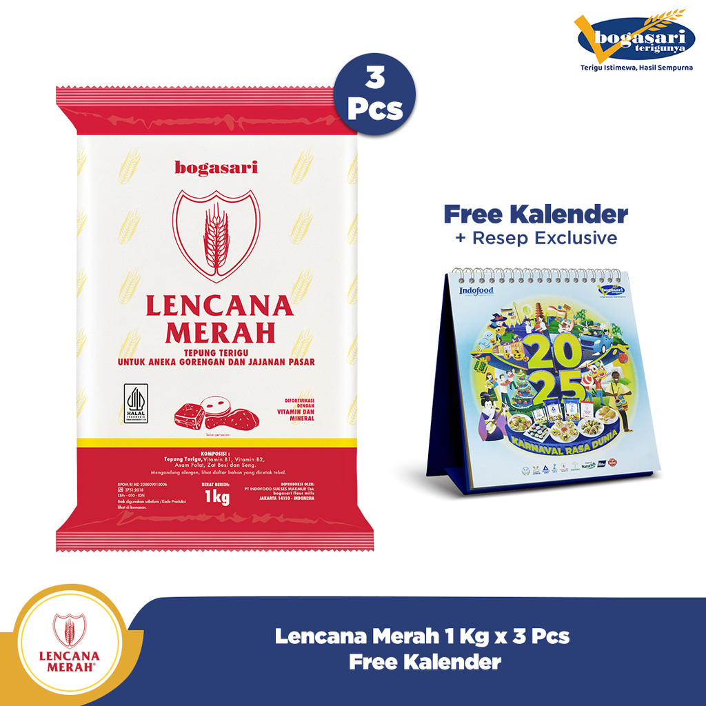 

Lencana Merah Bening 1 Kg x 3 pcs + Kalender Meja 2025
