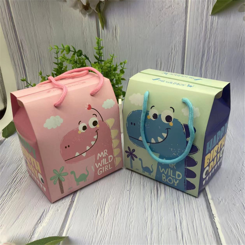 

5 pcs Blue Pink Paper Dinosaur Candy Gift Box Happy Birthday Party for Boys and Girls Baby Shower Decorative Articles